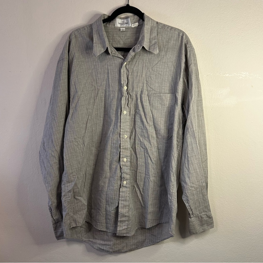 Valentino Uomo Gray Cotton Button Down